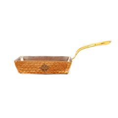 Pure Copper Hammered Design Square Pan with Inside Tin Lining 450 ML