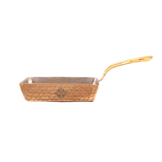 Pure Copper Hammered Design Square Pan with Inside Tin Lining 450 ML