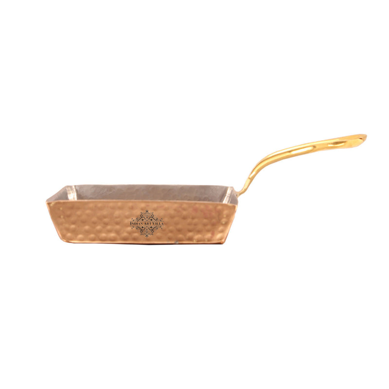 Pure Copper Hammered Design Square Pan with Inside Tin Lining 450 ML