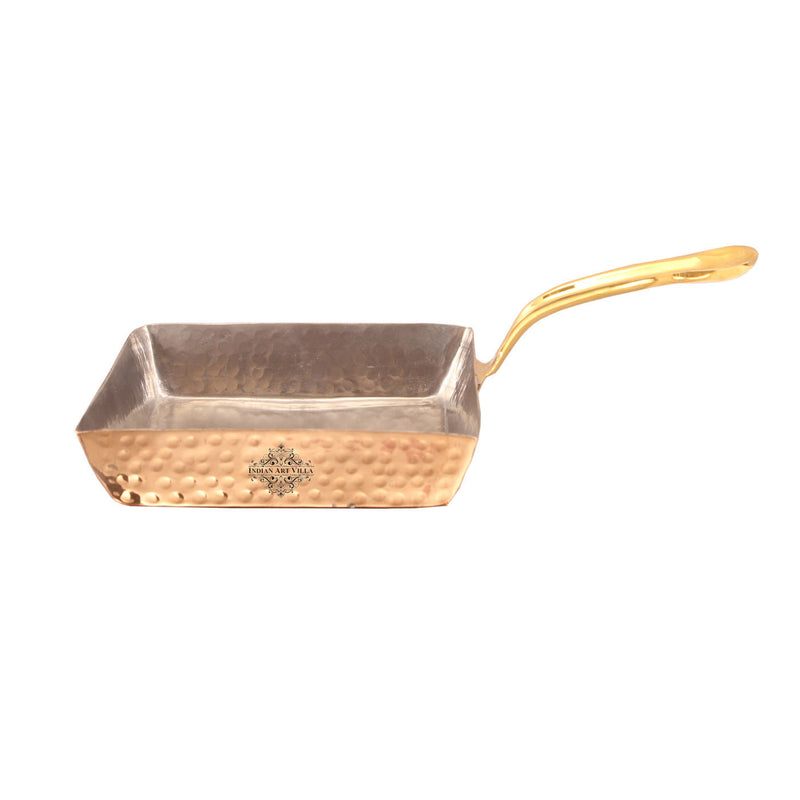 Pure Copper Hammered Design Square Pan with Inside Tin Lining 450 ML