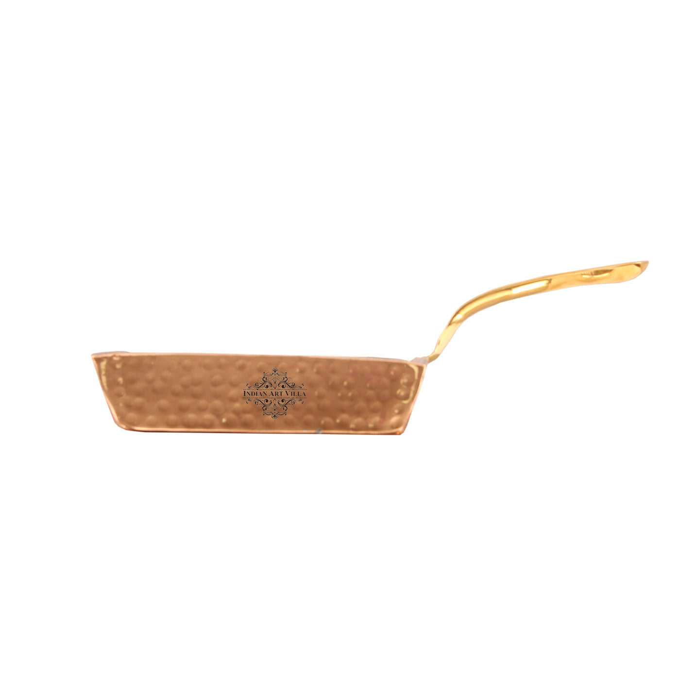 Pure Copper Hammered Design Square Pan with Inside Tin Lining 450 ML