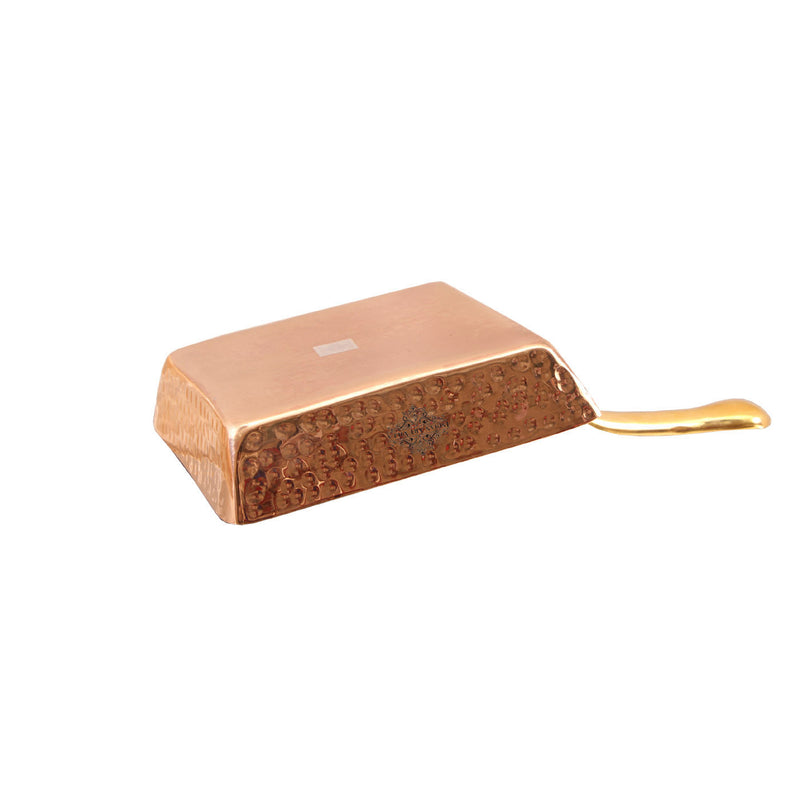 Pure Copper Hammered Design Square Pan with Inside Tin Lining 450 ML