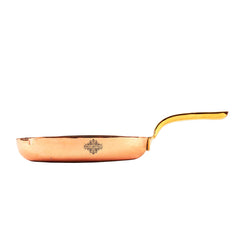 Pure Steel Copper Plain Oval Pan Inside Tin Lining with Brass Handle