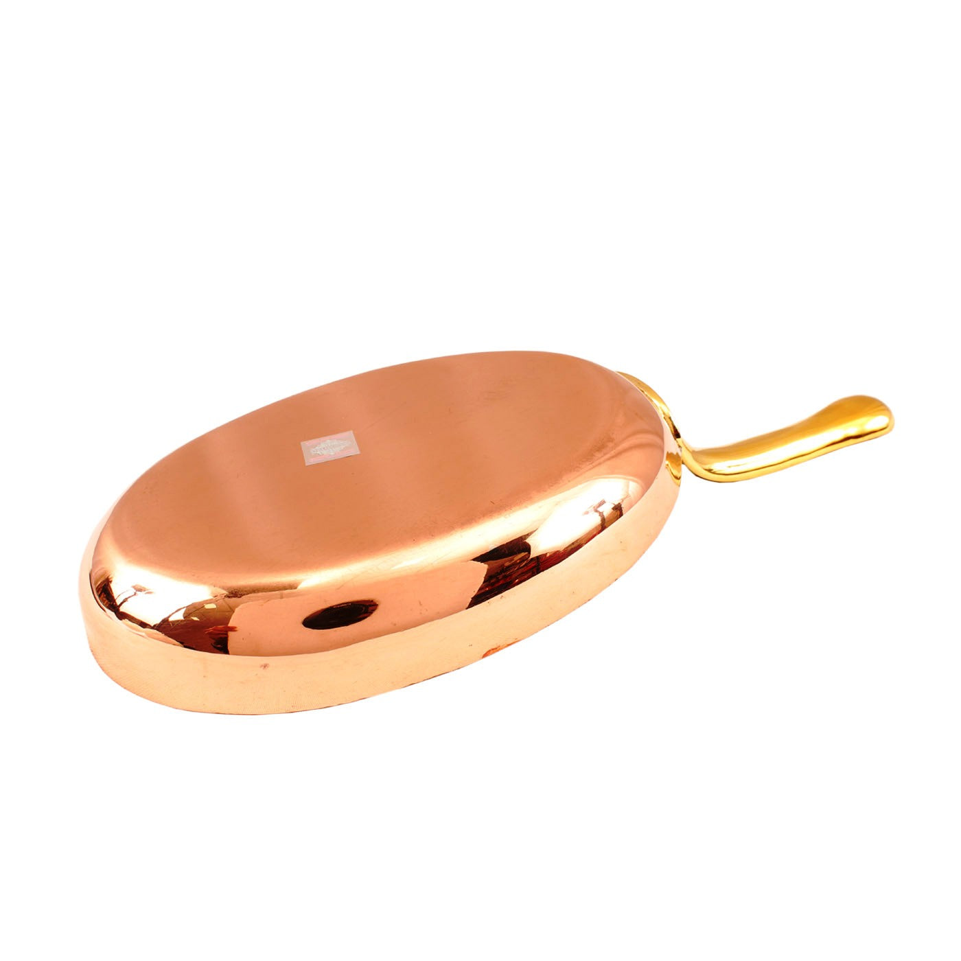 Pure Steel Copper Plain Oval Pan Inside Tin Lining with Brass Handle