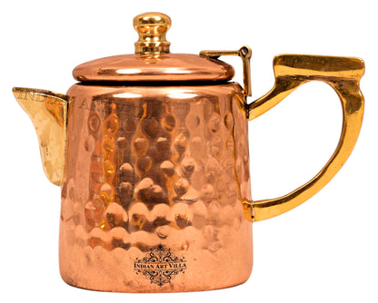 Pure Steel Copper Hammered Milk Pot with Inside Tin Lining  & Brass Handle