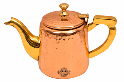 Pure Steel Copper Hammered Tea Pot with Inside Tin Lining & Brass Handle