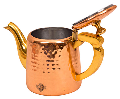 Pure Steel Copper Hammered Tea Pot with Inside Tin Lining & Brass Handle