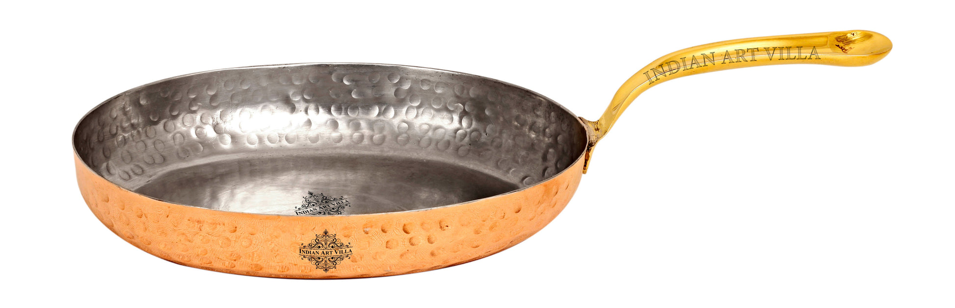 Pure Copper Oval Pan Inside Tin Lining with Brass Handle