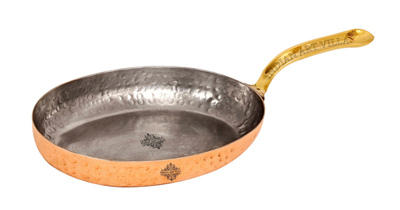 Pure Copper Oval Pan Inside Tin Lining with Brass Handle