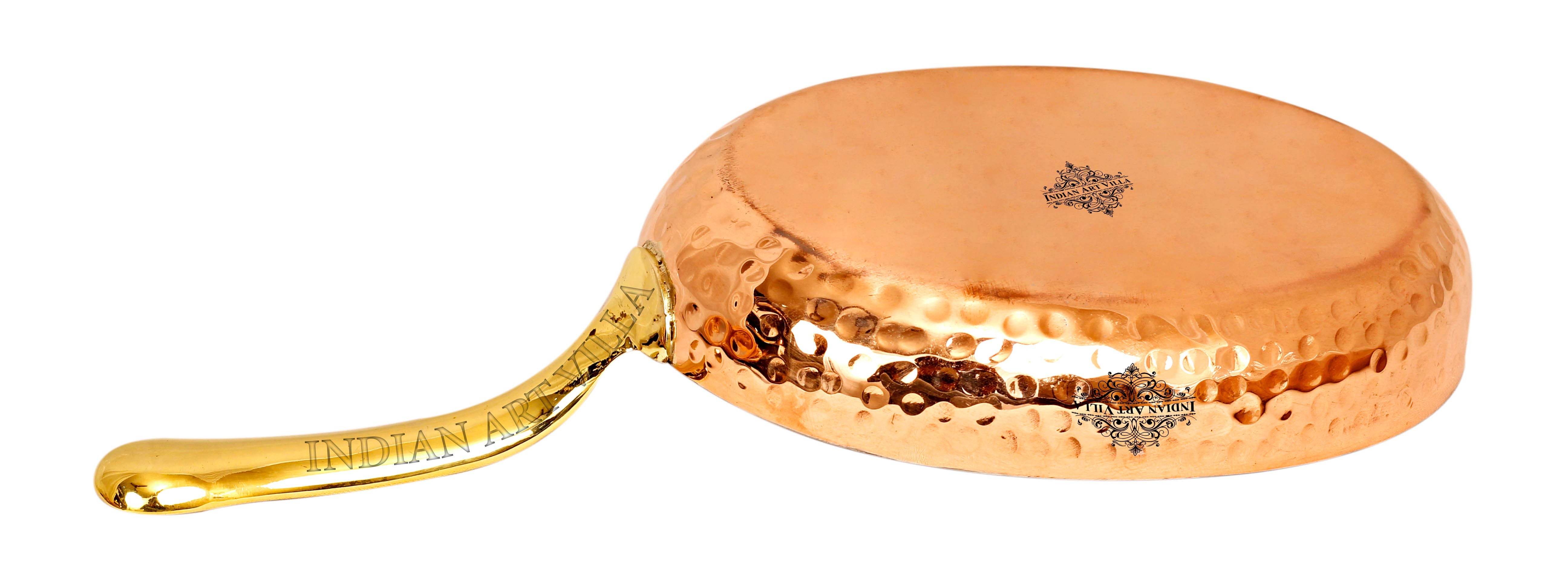 Pure Copper Oval Pan Inside Tin Lining with Brass Handle