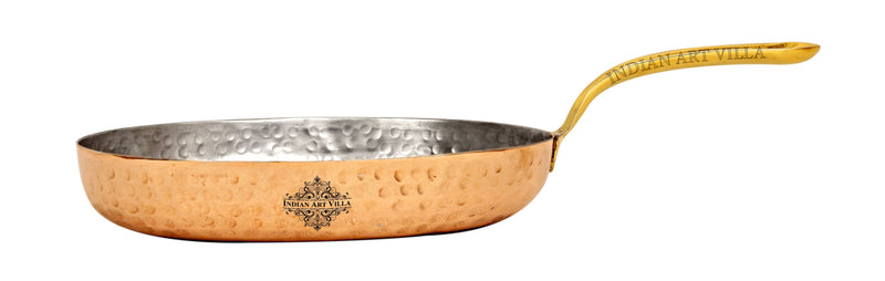 Pure Copper Oval Pan Inside Tin Lining with Brass Handle