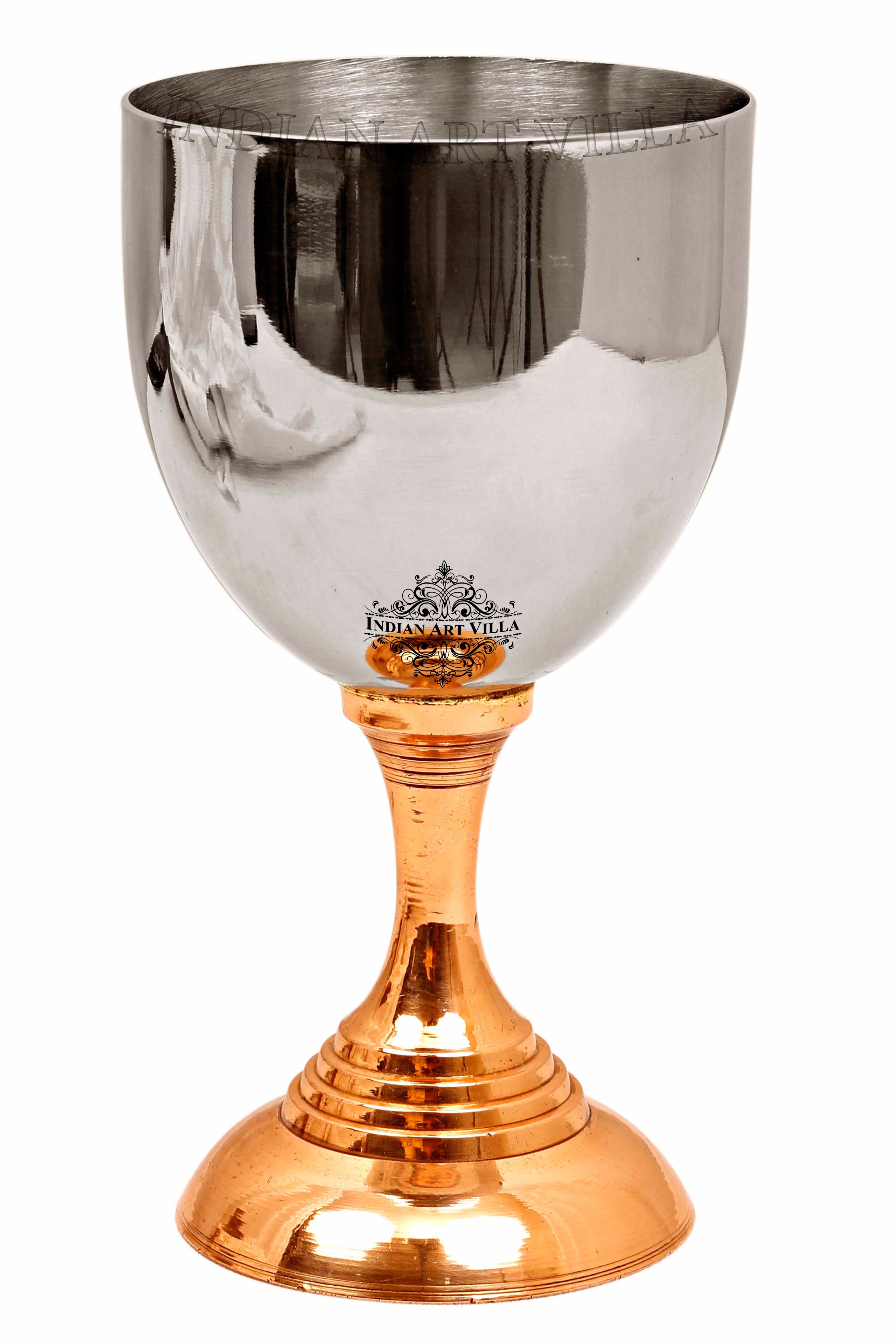 Pure Steel Goblet Wine Glass with Copper Bottom 300 ML