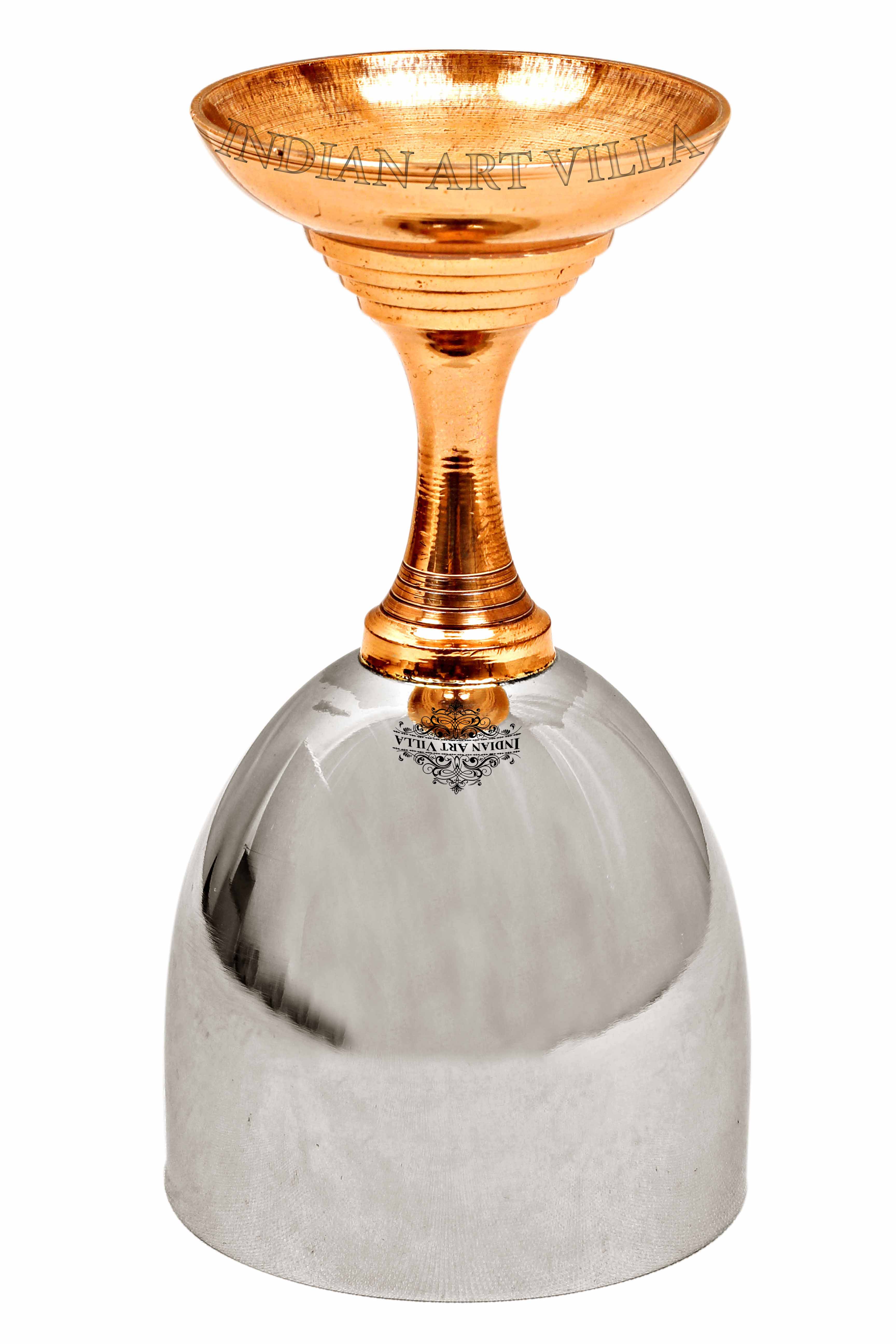 Pure Steel Goblet Wine Glass with Copper Bottom 300 ML
