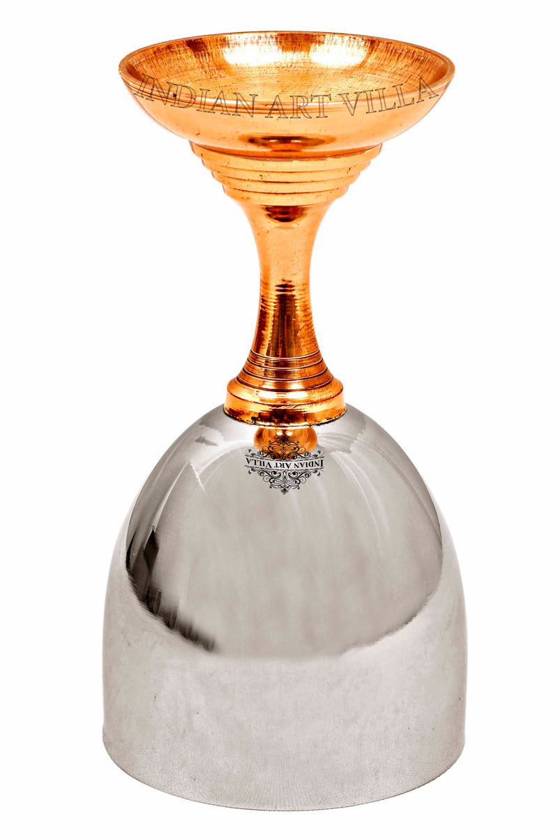 Pure Steel Goblet Wine Glass with Copper Bottom 300 ML