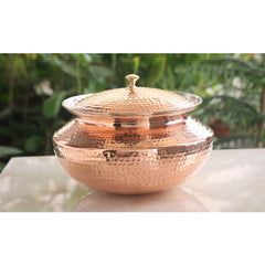 Pure Copper Handi / Degchi With Lid | Tin Lining Inside, Cookware & Serveware For Home, Hotel & Restaurants