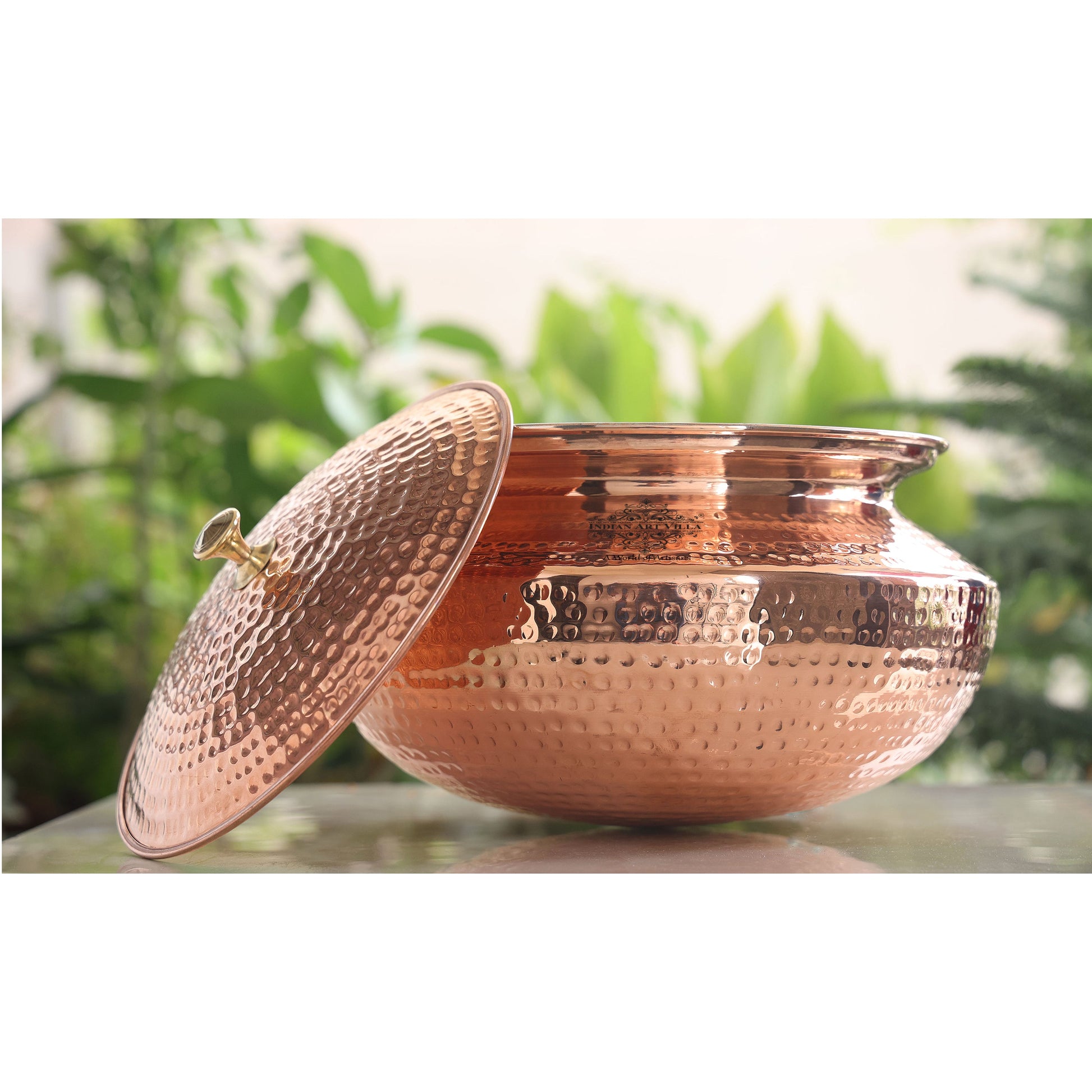Pure Copper Handi / Degchi With Lid | Tin Lining Inside, Cookware & Serveware For Home, Hotel & Restaurants