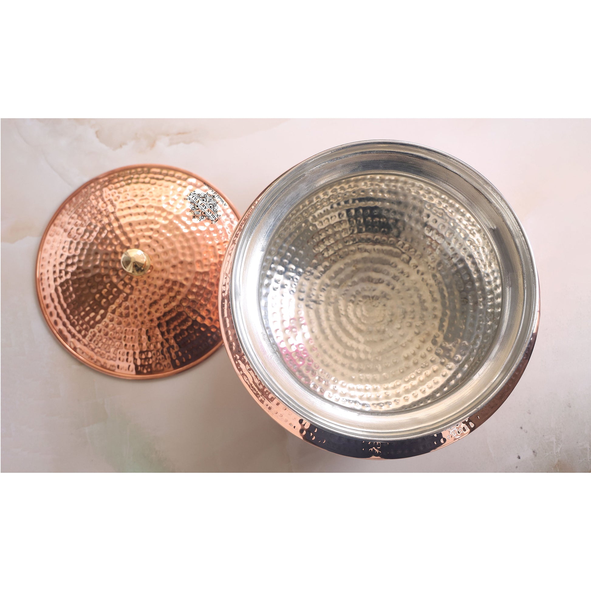 Pure Copper Handi / Degchi With Lid | Tin Lining Inside, Cookware & Serveware For Home, Hotel & Restaurants