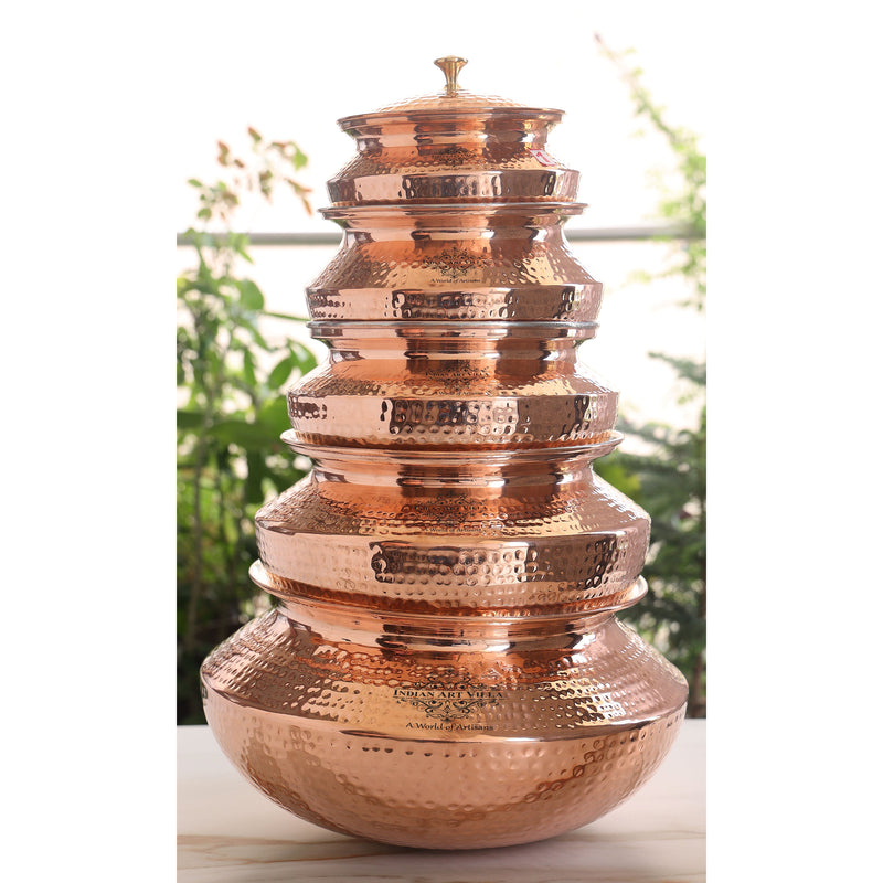Pure Copper Handi / Degchi With Lid | Tin Lining Inside, Cookware & Serveware For Home, Hotel & Restaurants