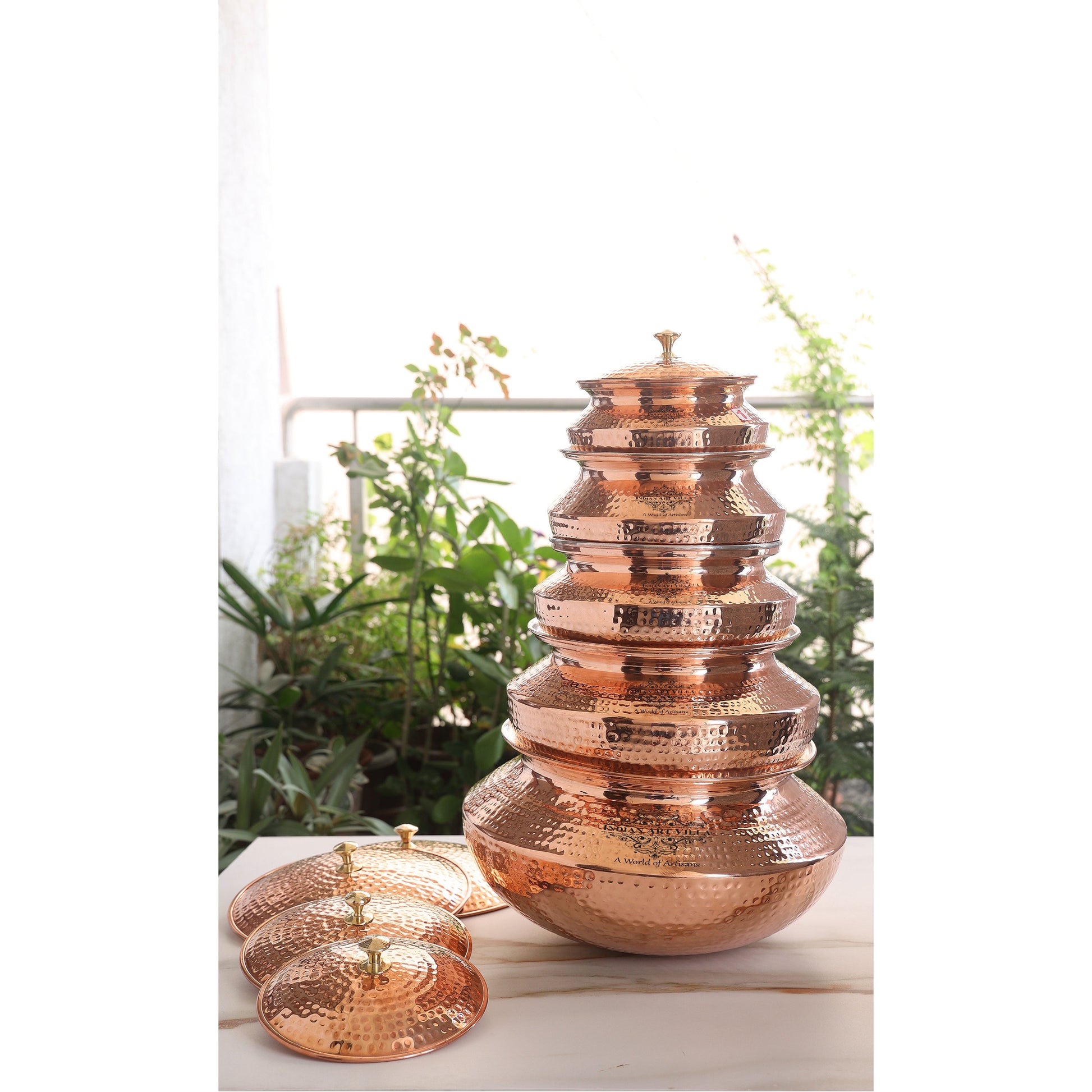 Pure Copper Handi / Degchi With Lid | Tin Lining Inside, Cookware & Serveware For Home, Hotel & Restaurants