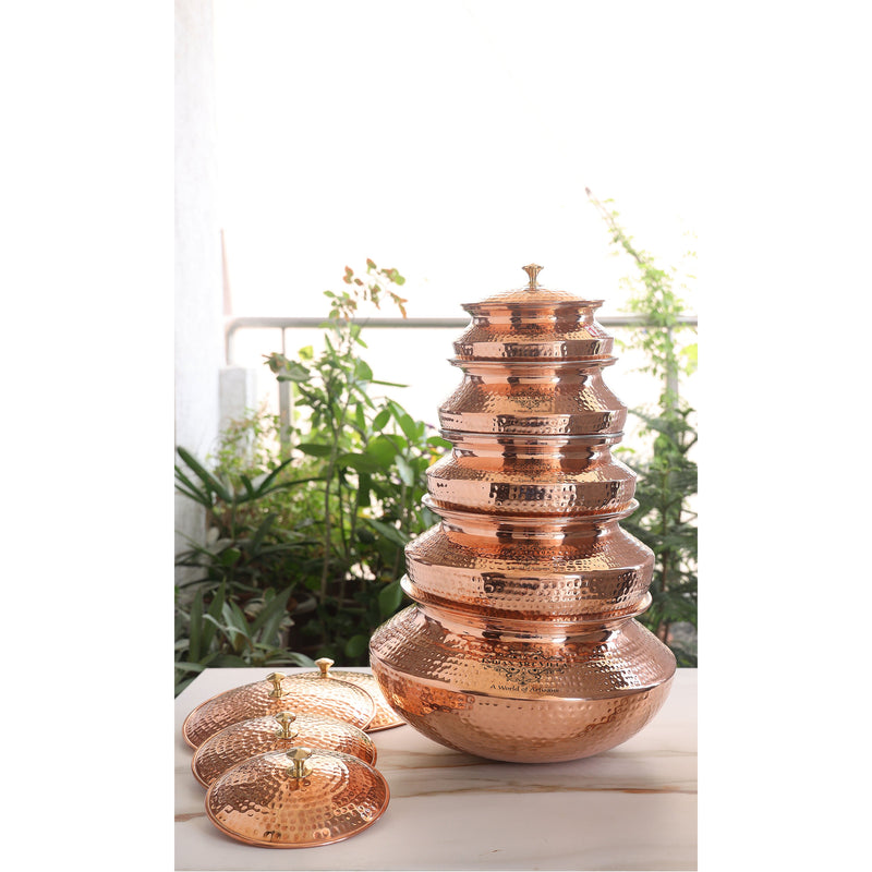 Pure Copper Handi / Degchi With Lid | Tin Lining Inside, Cookware & Serveware For Home, Hotel & Restaurants