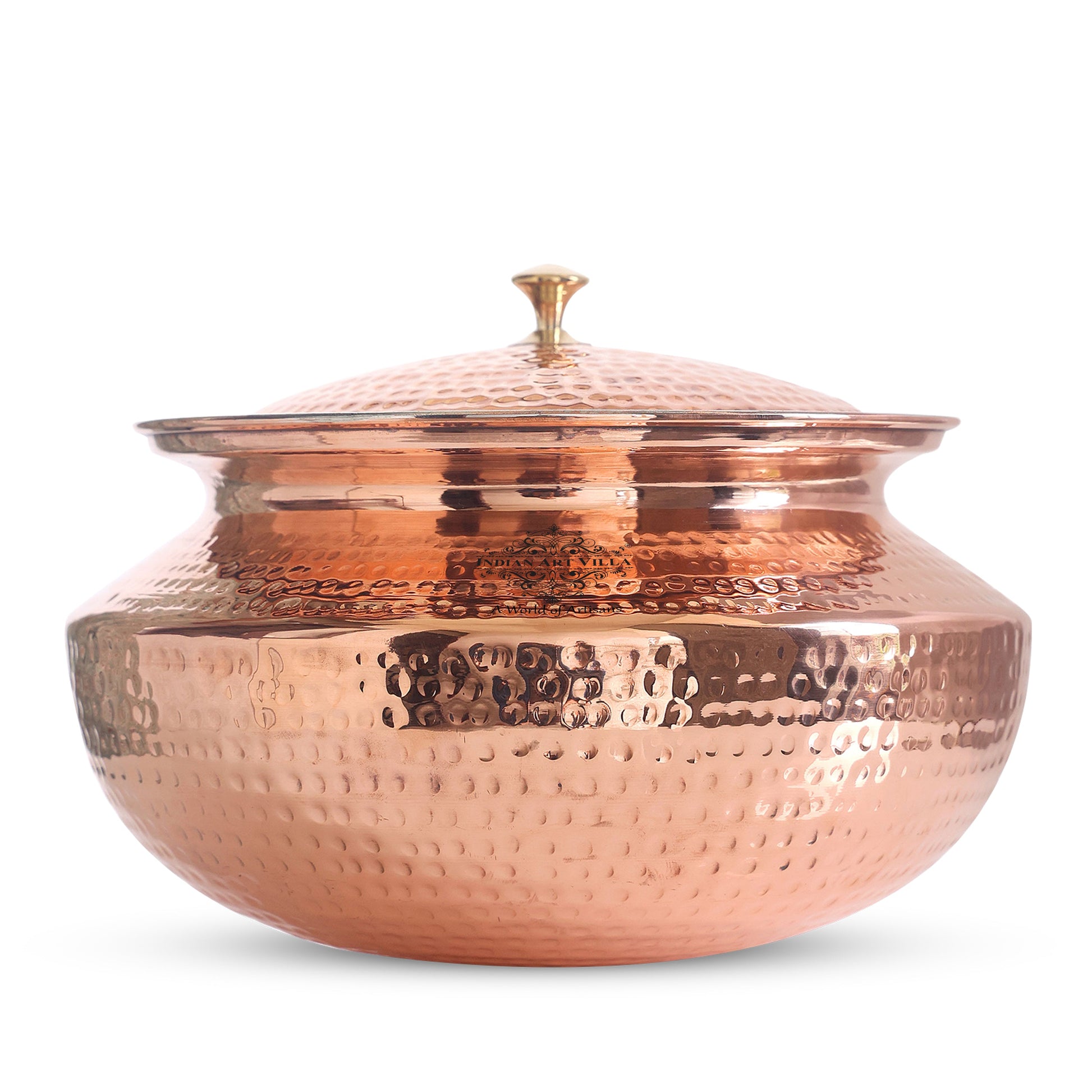 Pure Copper Handi / Degchi With Lid | Tin Lining Inside, Cookware & Serveware For Home, Hotel & Restaurants