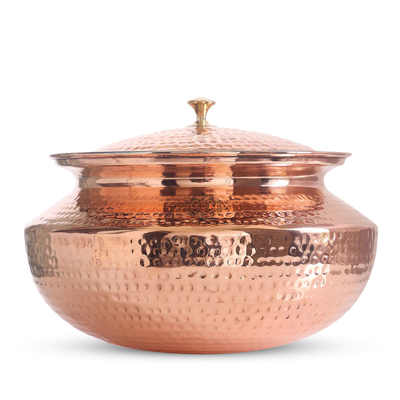 Pure Copper Handi / Degchi With Lid | Tin Lining Inside, Cookware & Serveware For Home, Hotel & Restaurants