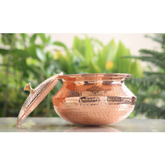 Pure Copper Handi / Degchi With Lid | Tin Lining Inside, Cookware & Serveware For Home, Hotel & Restaurants