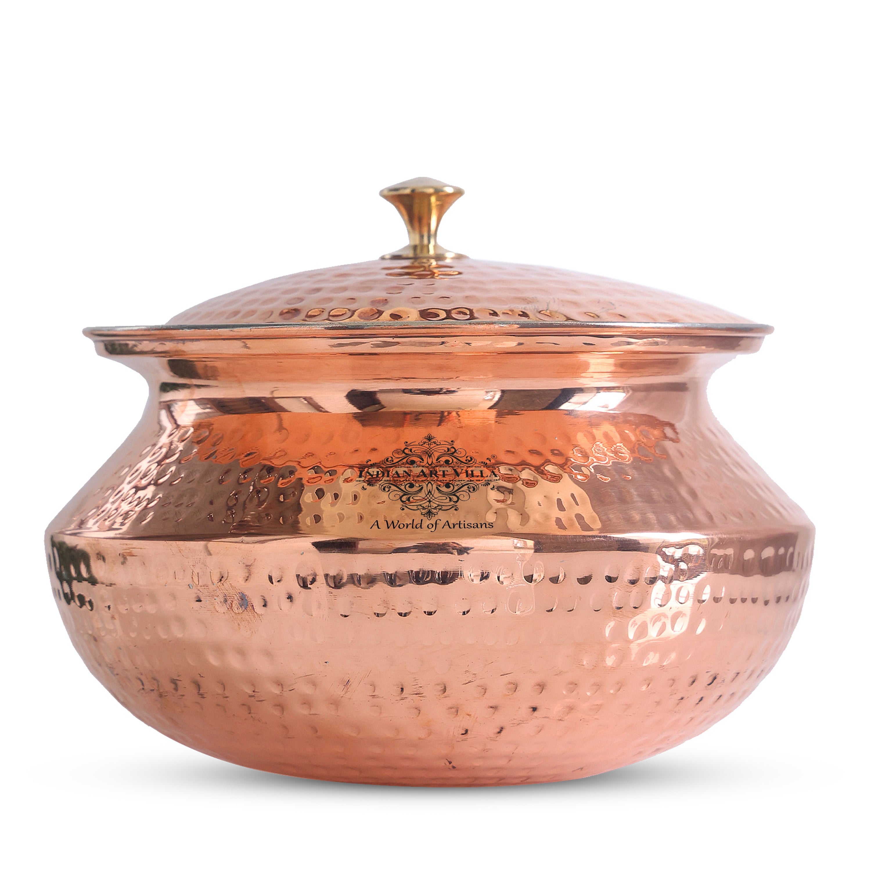 Pure Copper Handi / Degchi With Lid | Tin Lining Inside, Cookware & Serveware For Home, Hotel & Restaurants