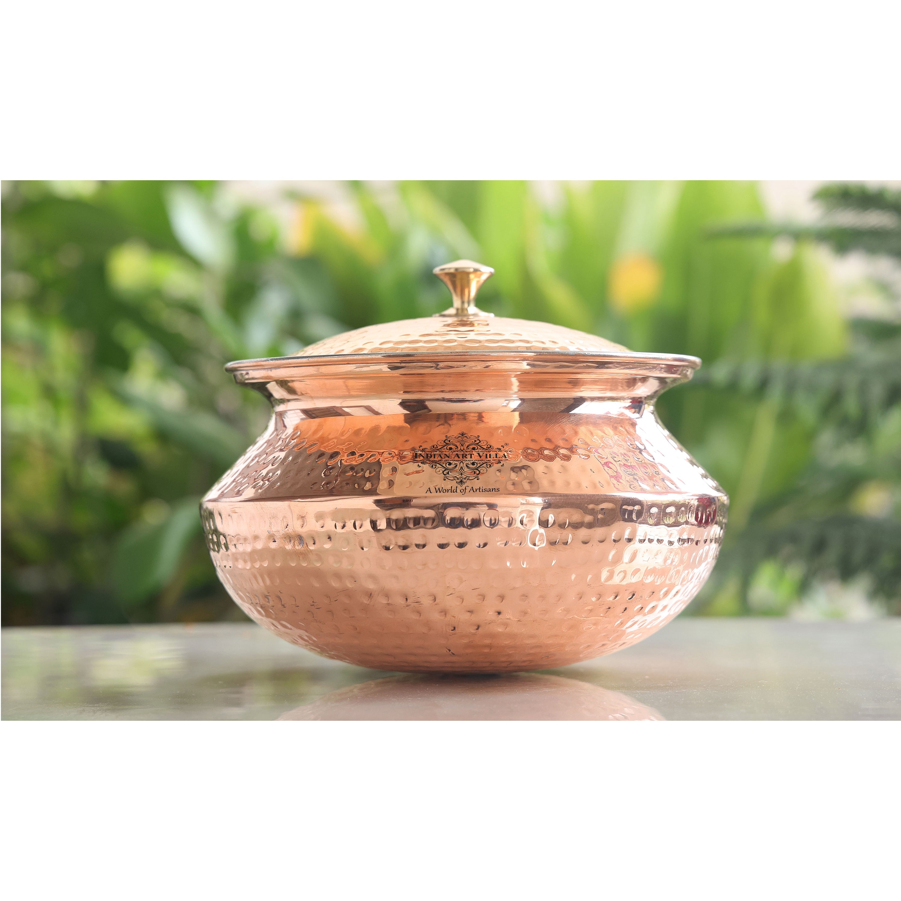 Pure Copper Handi / Degchi With Lid | Tin Lining Inside, Cookware & Serveware For Home, Hotel & Restaurants