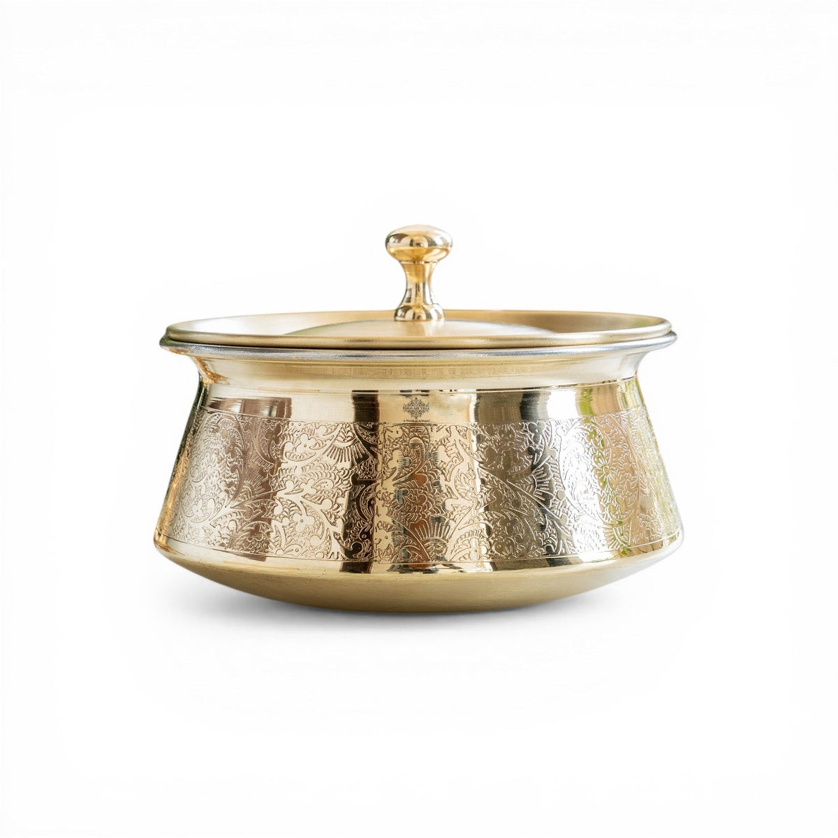 Embossed Design Brass Handi with Lid