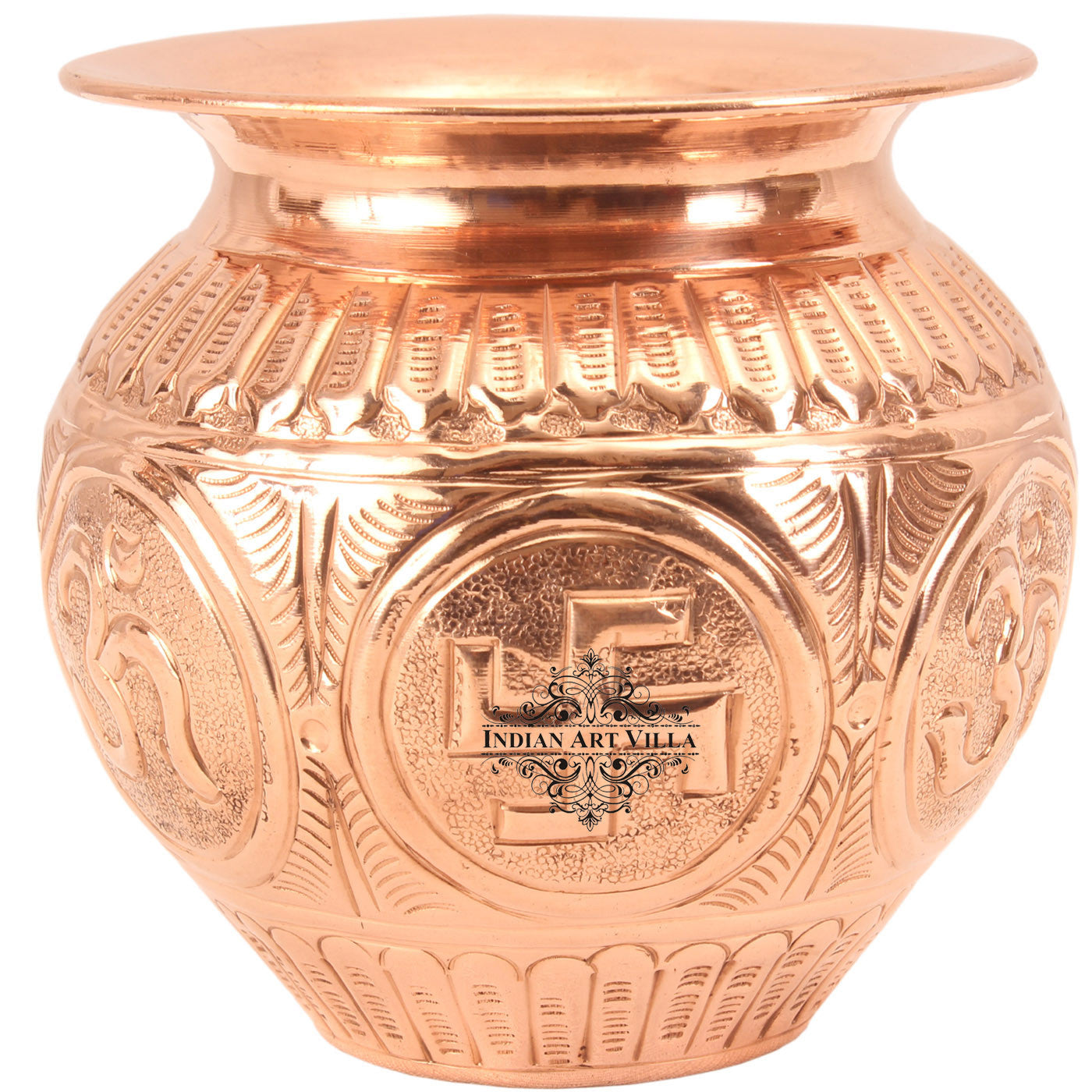 Copper Handmade Swastik Design Lota Kalash