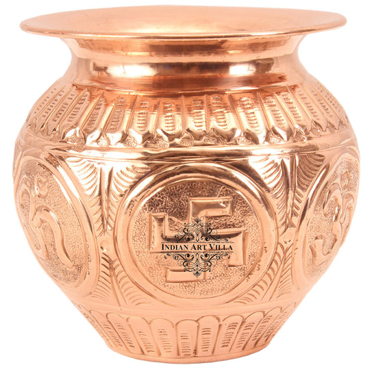 Copper Handmade Swastik Design Lota Kalash