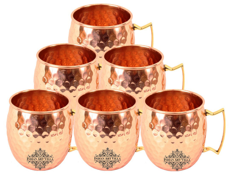 Pure Copper Round Shaped Shine Hammered Design Moscow Mule Beer Mug Cup , Best for Beer Cocktail Parties, Barware
