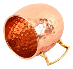 Pure Copper Round Shaped Shine Hammered Design Moscow Mule Beer Mug Cup , Best for Beer Cocktail Parties, Barware