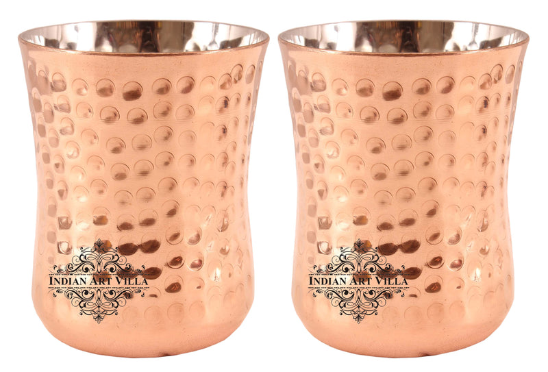 Steel Copper Hammered Design Glass Goblet 250 ML