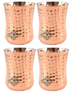 Steel Copper Hammered Design Glass Goblet 250 ML