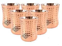 Steel Copper Hammered Design Glass Goblet 250 ML