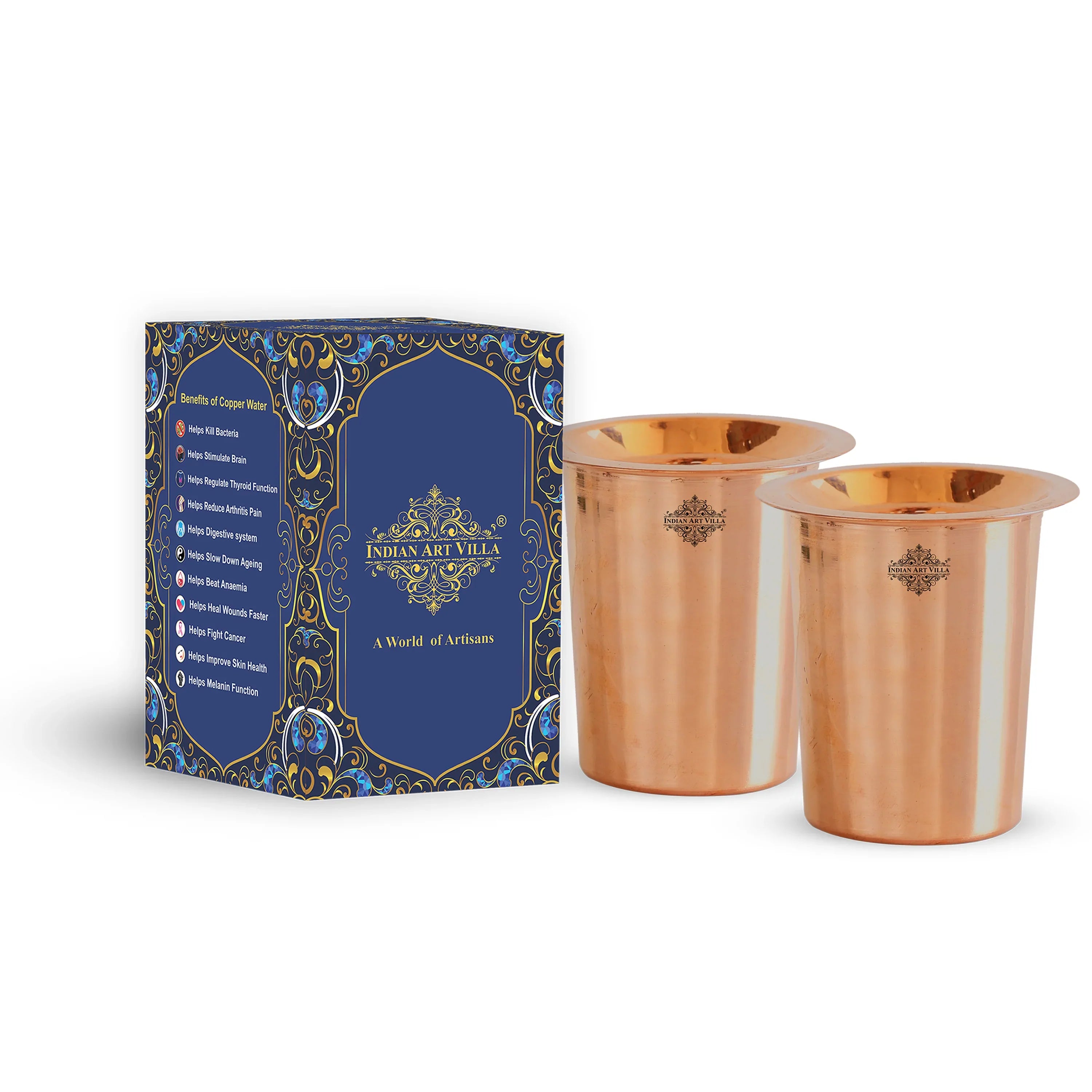 Handcrafted Pure Copper Glass with Lid 300ml