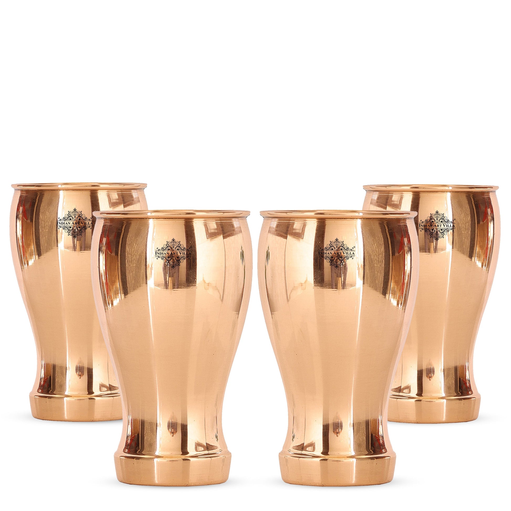 Pure Copper Glass With Half Lecquer Hammered & Shine Design 400 ML