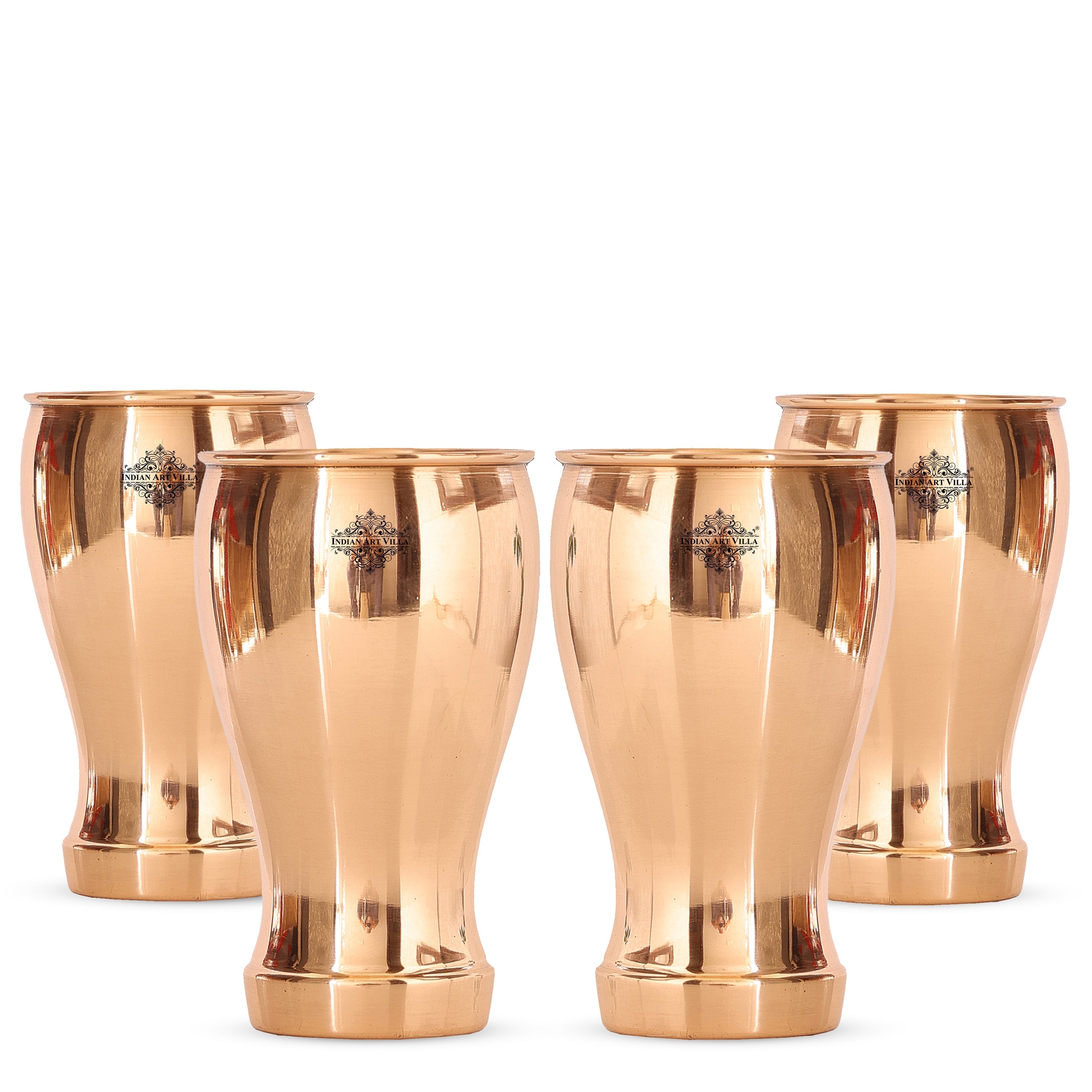 Pure Copper Glass With Half Lecquer Hammered & Shine Design 400 ML