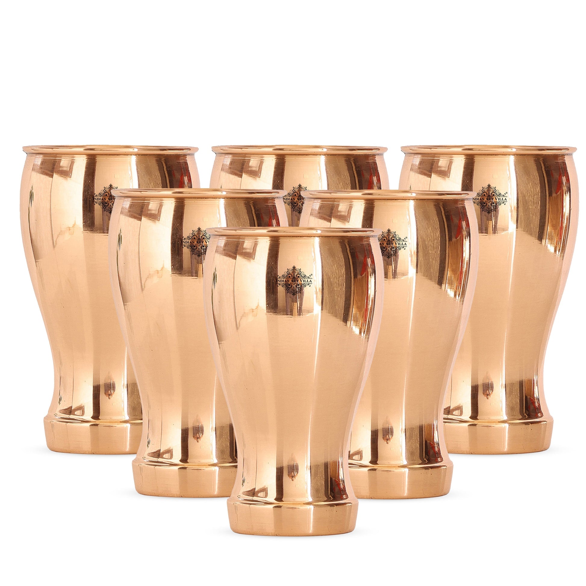 Pure Copper Glass With Half Lecquer Hammered & Shine Design 400 ML