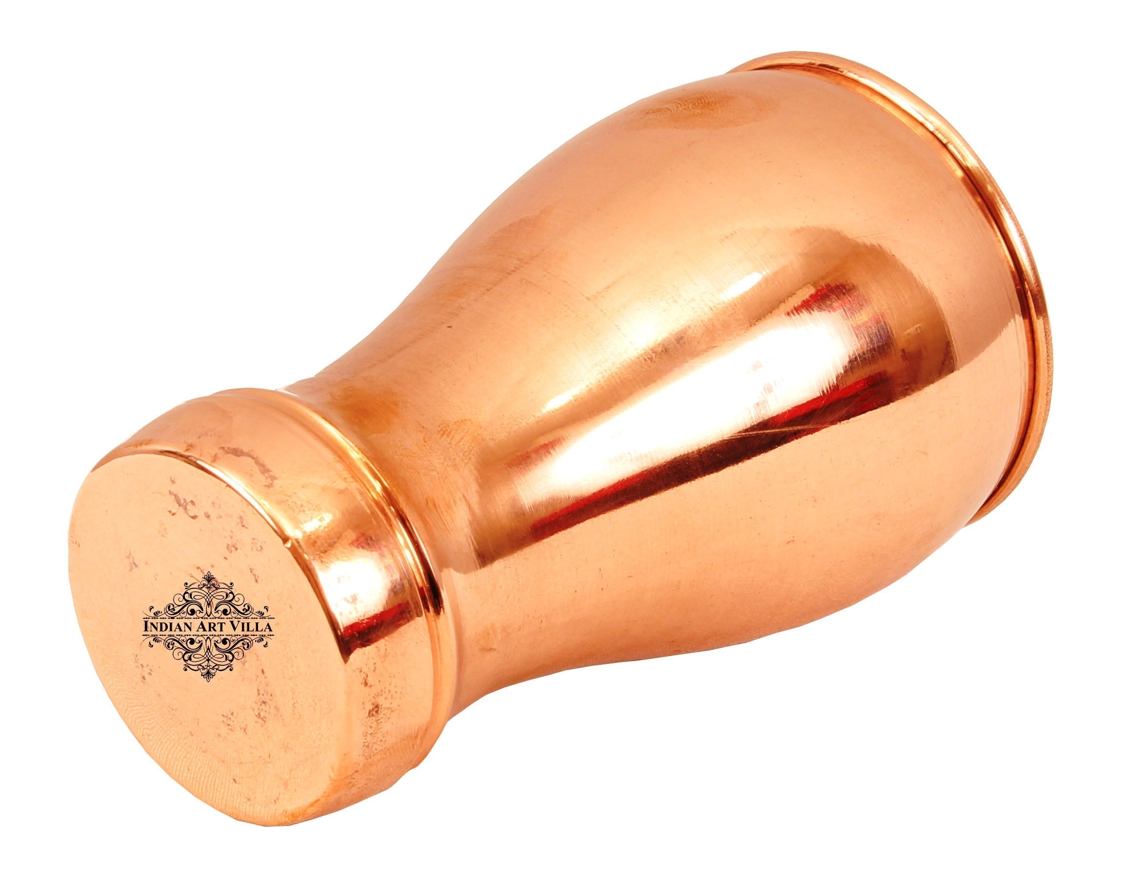 Pure Copper Glass With Half Lecquer Hammered & Shine Design 400 ML
