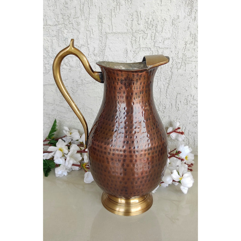 Pure Copper Tin Hammered Mughlai Style Jug