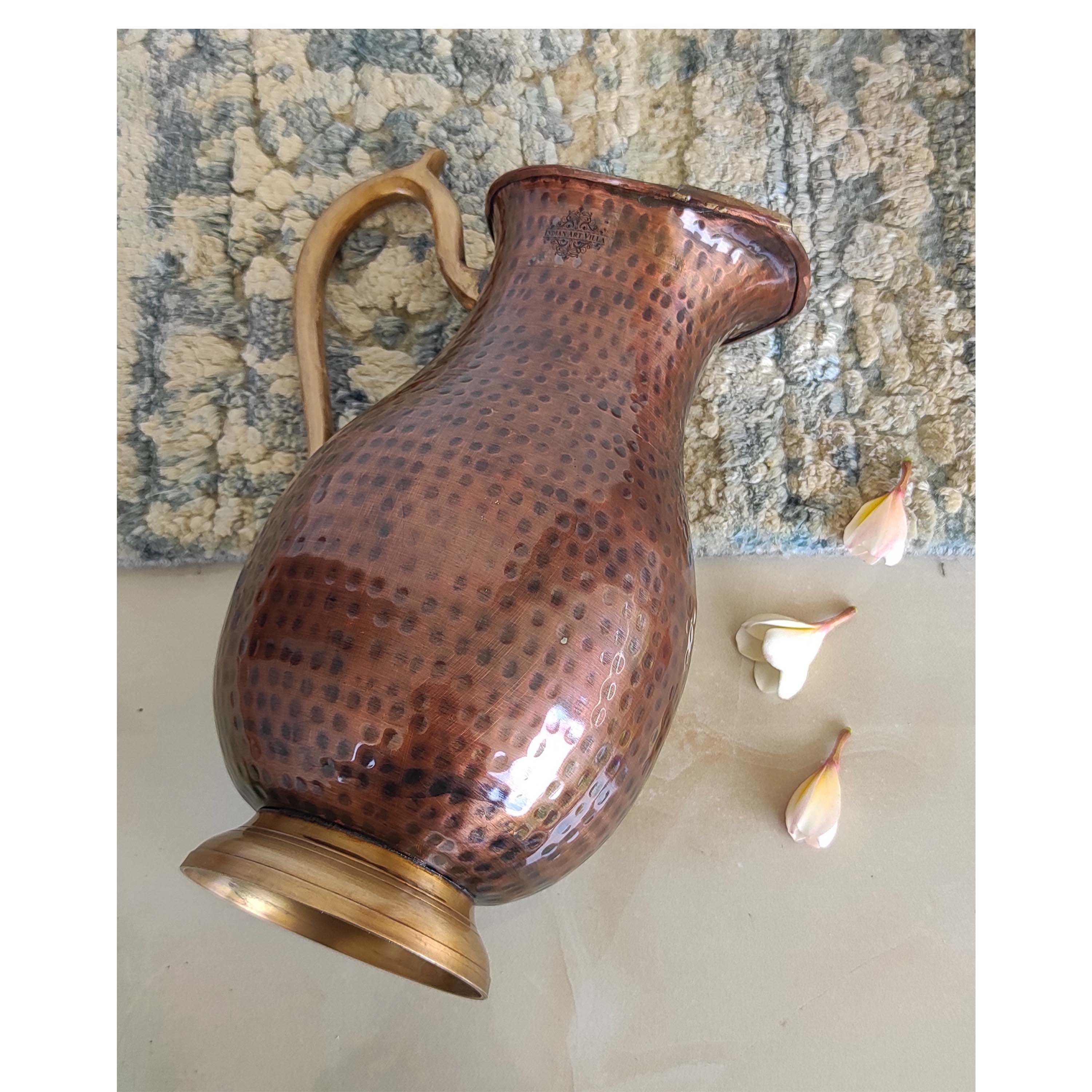 Pure Copper Tin Hammered Mughlai Style Jug