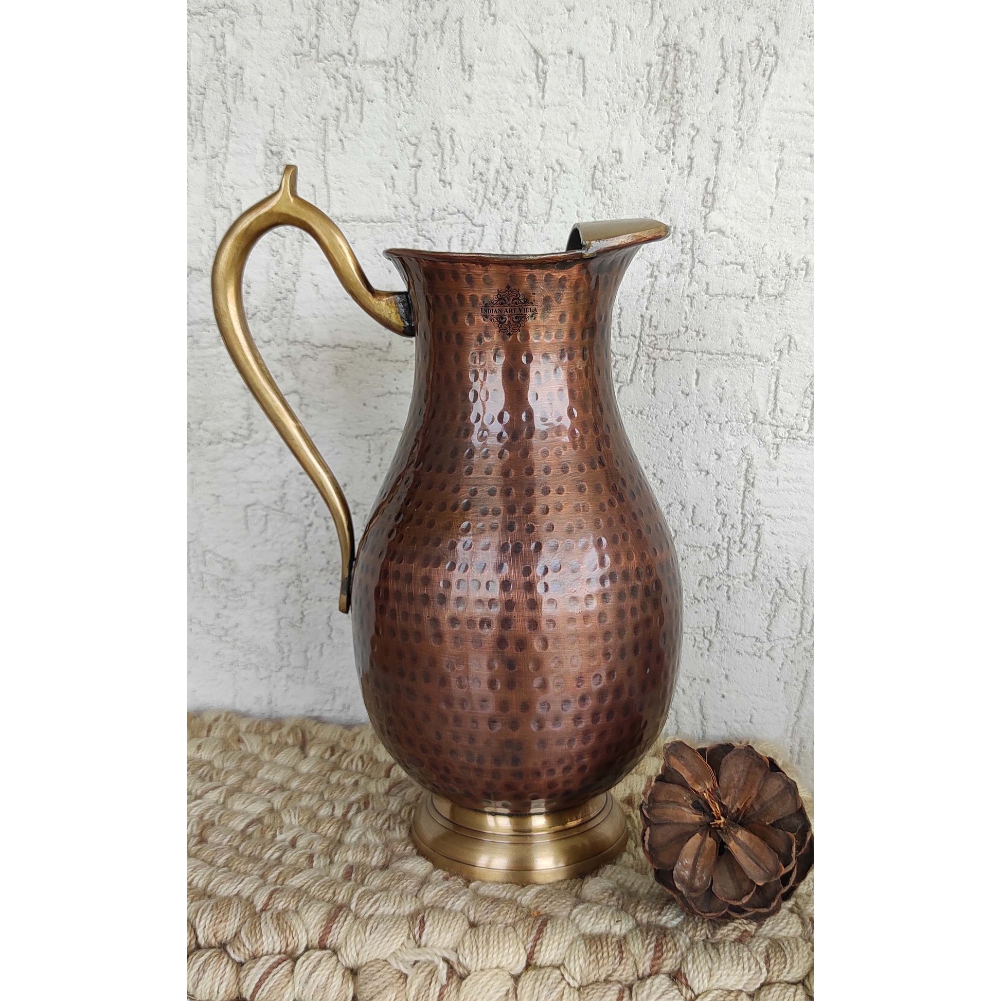 Pure Copper Tin Hammered Mughlai Style Jug
