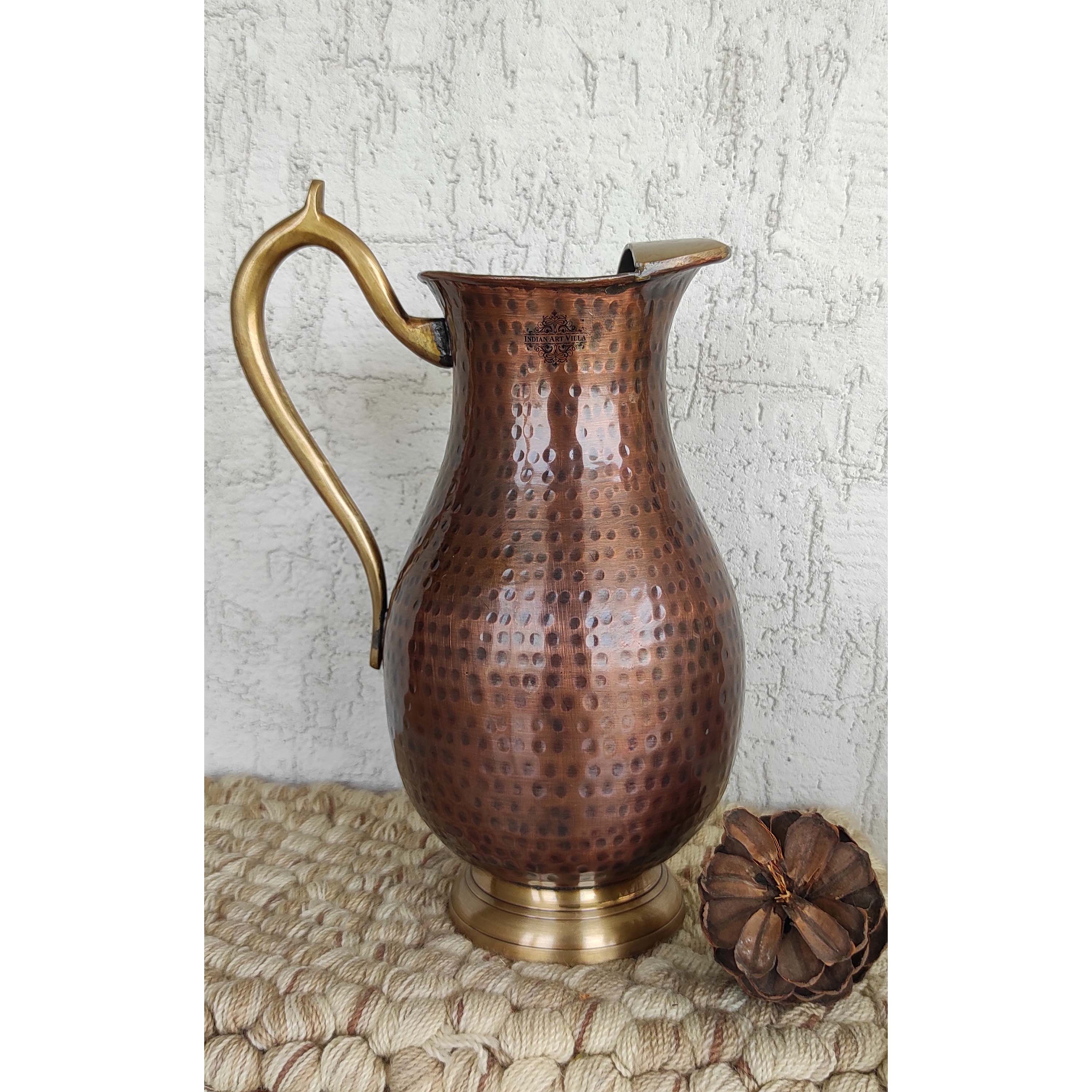 Pure Copper Tin Hammered Mughlai Style Jug