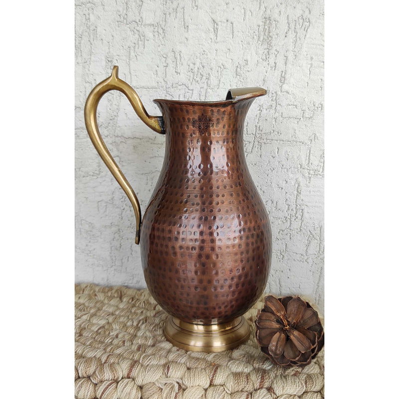 Pure Copper Tin Hammered Mughlai Style Jug