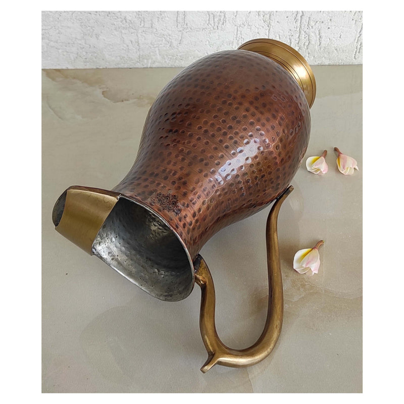 Pure Copper Tin Hammered Mughlai Style Jug