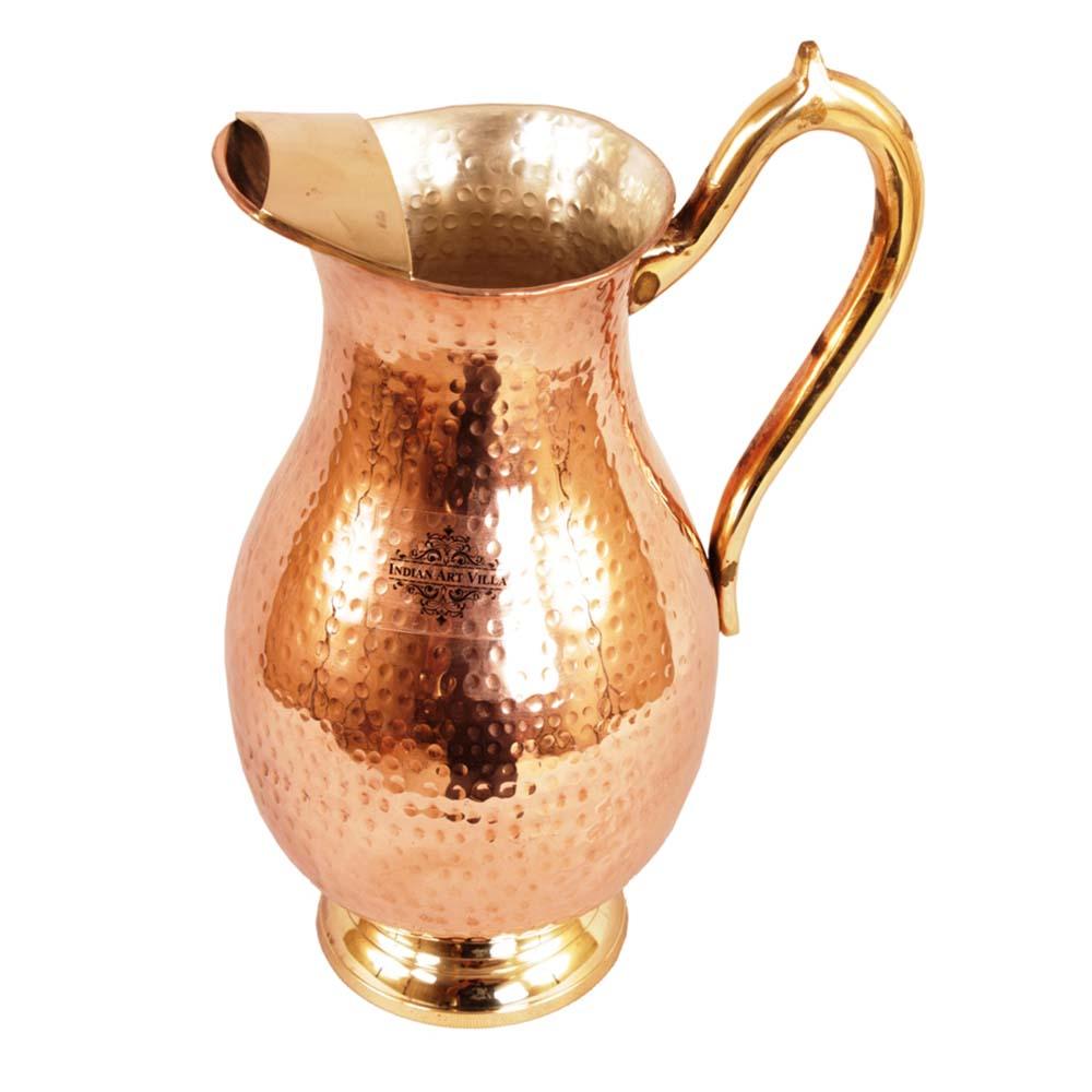 Pure Copper Tin Hammered Mughlai Style Jug