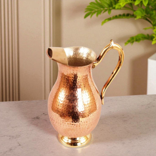 Pure Copper Tin Hammered Mughlai Style Jug